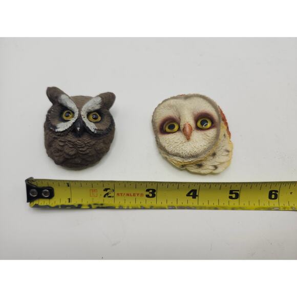 Set of 2 Realistic Owl Magnets 3D Resin Hand Painted Birds Woodland Fridge Decor - Picture 2 of 8